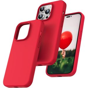 Maa-Coque Pour Iphone 14 Pro, Doublure Douce En Tissu Microfibre, Anti-Choc, Anti-Rayures, Coque En Silicone Pour Iphone 14 Pro 6,1 Pouces, Rouge - Neuf