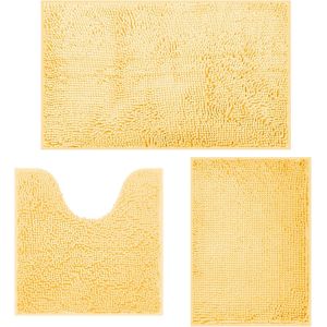 Lot de 3 tapis de bain pour la salle de bain-Antid&eacute;rapants et lavables-Pour douche,baignoire,WC-Beige - Neuf