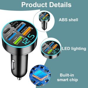 Trahoo-Chargeur Allume Cigare Usb Rapide, Usb Allume Cigare Ultracompact En Alliage D'aluminium, Chargeur Telephone Voiture Avec Charge Rapide Pour Type-C, Android Et Bien Plus - Neuf