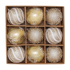 Boule de no&euml;l 8Cm9Pcs Pack Arbre de No&euml;l de la Mousse de Plastique Transparent de Couleur Boule de D&eacute;coration de la Pendaison Partie Suspendu Ballon - Neuf