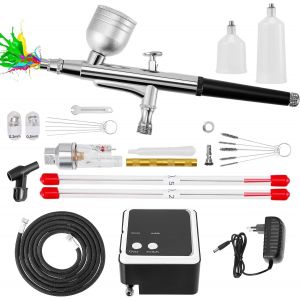 Ensemble a&eacute;rographe portable 36 PSI avec compresseur et pistolet double action &iquest; pour maquettes, maquillage, peinture automobile et artisanat - Neuf
