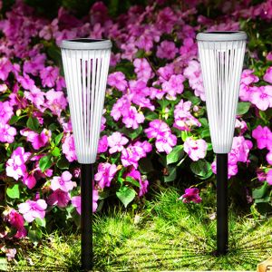 Lot De 2 Lampes Solaires De Jardin &Agrave; Piquet Avec 2 Led, Lampes D&eacute;coratives D'ext&eacute;rieur R&eacute;sistantes &Agrave; L'eau - Neuf