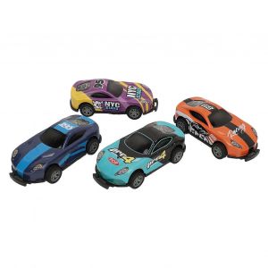 4pcs Enfants Pull Back Voiture M&eacute;tal Corps Friction Aliment&eacute; Voiture De Course Jouets Pour Tout-Petits Gar&ccedil;ons - Neuf