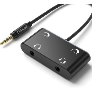 LORANKA-Double Splitter Audio avec Contr&ocirc;le de Volume, Adaptateur 3.5mm M&acirc;le vers Double Femelle pour Partage Casque, Compatible avec MacBook Laptop Phone Tablet MP4 MP3 - Neuf