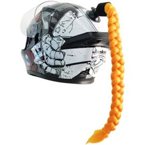 Casque De Moto Queue De Cheval Amovible Moto Casque Décoratif Tresses Rétro Moto Casque Tresses Avec Ventouse Décoration Accessoires Cheveux Pour Vélo Moto Scooter Casque Accessoires,Orange - Neuf