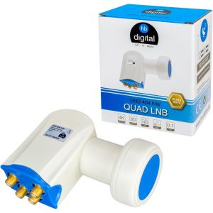 Ultra HD Quad LNB Blanc - UHD 4K Full HD DVB-S/S2 - Facteur de bruit de 0,1 dB - pour quatre récepteurs satellite (connexion directe) - Contacts dorés - Protection contre les intempéries - Neuf