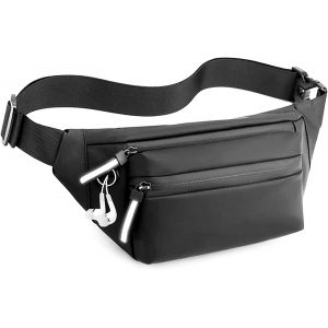RFCBC-Sac Banane Noir, Banane Homme, Sacs Bananes de Randonnée, Sac Banane de Sport Imperméable, Sac Ceinture Réglable Multicouche Haute Capacité, pour Les Voyages Sportifs, Randonnée, Vélo, Marche - Neuf