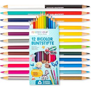 Kalop-Lot De 12 Crayons De Couleur Bicolores-24 Couleurs Riches-Bois-Triangle-Incassables-École-Maternelle-Peinture-Enfants - Neuf