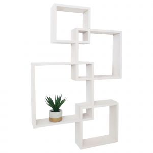 &Eacute;tag&egrave;re murale HWC-P23, &eacute;tag&egrave;re suspendue, d&eacute;coration murale, &eacute;tag&egrave;re suspendue, &eacute;tag&egrave;re cubique, &eacute;tag&egrave;re design, 4 &eacute;tag&egrave;res MVGblanc - Neuf