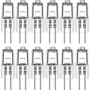 12 Pièces Ampoules G4 Halogène 20w 12v,G4 Halogène 20w 12v Capsule Transparente 2 Pin,G4 Halogène Dimmable Blanc Chaud 2700k,Pour Lustres,Eclairage Intérieur,Eclairage Cuisine,Rail D'éclairage - Neuf