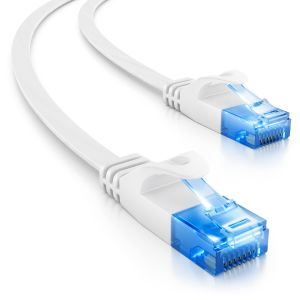 1.5 m CAT6 Flat Network Cable 1000 Mbit Gigabit LAN-Cat 6 RJ45 Ethernet Patch Cable Flat Installation Cable-for Internet Switch Router Modem Patchpanel-White - Neuf