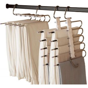 MEVRONISSHOP-Lot de 3 Cintre Pantalon 5 en 1, Cintre Gain de Place Pantalon, Cintre Gain de Place, Cintres Pantalons, Antidérapant Ceintre pour Pantalons, Vêtements, Jeans, Écharpes, Serviettes - Neuf