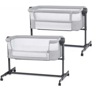 Kinderkraft Nestee Up 2 Lit Bébé Cododo, Lit Bebe Avec Matelas De La Naissance, Réglage De La Hauteur, Facile Adapter Au Lit Du Parent, Pieds Réglables, Gris Clair - Neuf