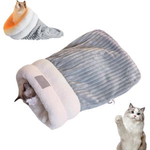 Sac De Couchage Pour Chat - Aqsacokiya - Tapis De Lit En Peluche Pour Animaux - Lit Moelleux Pour Petits Chiots - Gris - M(Moins De 3kg) - Neuf