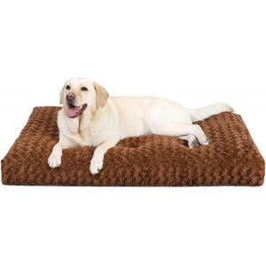Panier Grande Taille Pour Chien, 90x60cm, Coussin Chien Lavable, Velours Rose Moelleuse Avec Fond Antid&eacute;rapant, Tapis Matelas Lit Anti-Stress, Marron - Neuf