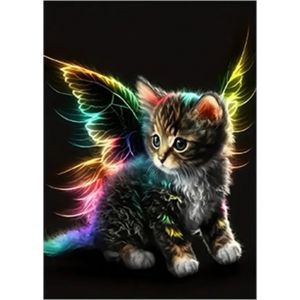 Ayuhr-Diamond Painting Chat 30 X 40 Cm Peinture Diamant Images Chat Diamant Peinture Chat Noir Multicolore Ailes Diamond Painting Animaux Peinture Diamant Broderie Point De Croix Cadeau Décoration - Neuf