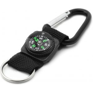 Eryi-Porte-Clés Avec Boussole Et Mousqueton - Accessoire D'extérieur Pour Le Camping Et La Randonnée - Pendentif Robuste Avec Boussole D'urgence - Accessoire D'extérieur Idéal - Neuf