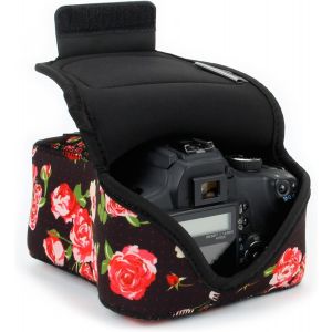 DCamera Case with Neoprene Protection, Belt Loop Holster - Compatible with Canon EOS Rebel T7, 850D, Nikon D3500, D5600, and More, Floral, Compact - Neuf