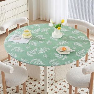 Chenquansarl-Nappe Ronde Pour L'extérieur - Ronde - 120 Cm - Résistante Aux Intempéries - Avec Élastique - Motif Petites Fleurs Multicolores - Pour L'extérieur - 90 À 110 Cm - Feuille Verte - Neuf
