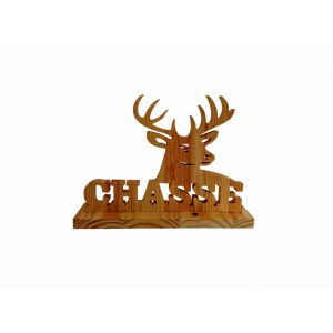 Sculpture en bois &laquo; LA CHASSE ET LE CERF &raquo; Pour les amateurs de la chasse aux cerfs - Neuf