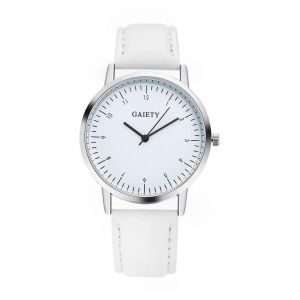 Gaiety Femmes &Eacute;l&eacute;gant Cadran Rond Motif Analogique Pu Strap Montre-Bracelet Montre &Agrave; Quartz (Blanc) - Neuf