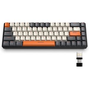 K68 60% Clavier De Jeu Mécanique Sans Fil,Bluetooth 5.0/2.4ghz Mini Clavier Compact 68 Touches Avec Récepteur Double Mode,Échangeable À Chaud,Interrupteur Rouge,Pour Pc,Mac,Ps4 (Crépuscule) - Neuf