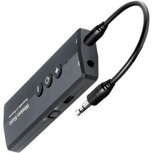 KALANKA-Transmetteur Bluetooth Adaptateur Emetteur Jack - Adaptateur Bluetooth 5.0 Aux Jack 3.5mm Audio pour TV, Auto, Voiture, Haut-parleurs, Écouteurs 3 en 1 Émetteur et récepteur de Musique Faible - Neuf