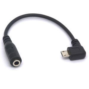 Microphone Cable Angled 3.5mm Micro USB Male to 3.5mm Female 90 Degree Micro USB Male to 3.5mm Female Adapter Cord for Aux Audio Headphone Active Microphone (6"") - Neuf