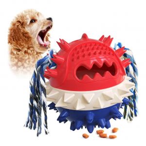 Ventouse Chien Jouet Pour Le Jeu Interactif, De M&acirc;cher De La Balle De Caoutchouc, Le Nettoyage Des Dents Et De Distribution De Nourriture, Rouge-Bleu, Sans Fil - Neuf
