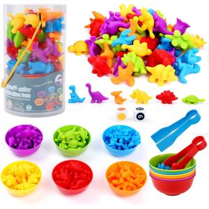 ChenQuanSarl-Montessori Toys Lot De 58 Jouets Math&eacute;matiques Montessori Avec Bol, D&eacute;s, Pince &Agrave; &Eacute;piler, Jouets De Tri Pour Enfants De 3 &Agrave; 5 Ans Et Plus - Neuf