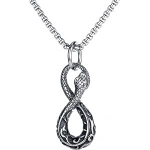 Kal-Collier Serpent Vintage Viper Hip Hop Pour Homme - Pendentif En Forme D'animal - Bijou En Acier Inoxydable - Cadeau Pour Homme, Argent Sterling - Neuf