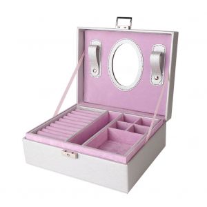 Boite De Rangement A Double Couche Pour Boucles D'oreilles, Colliers, Bagues, Bijoux (Argent) - Neuf
