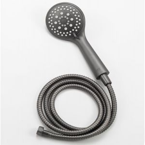 LKJKJ-INEX EUROPA - Pommeau de douche ALSS88088GRY avec tuyau de 175 cm en acier inoxydable et 5 modes de massage (gris) - Neuf