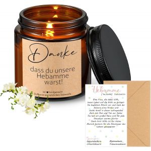 3 Pièces Set de Cadeau Remerciement pour Sage-Femme Bougie Parfumée en Pot Bougie en Cire de Soja avec Inscription Carte de Remerciement et Enveloppe pour Obstétricien Naissance Soutien Femmes - Neuf