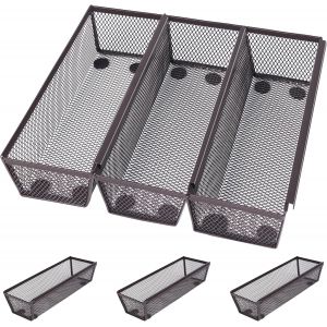 Subzonal-Panier Rangement Cuisine En Maille Bronze Lot De 6 - Panier Metal Rangement Fin &Agrave; Embo&icirc;ter - Caoutchouc Antid&eacute;rapant - Rangement Tiroir Cuisine Extensible Pour Ustensiles & Couverts - Neuf