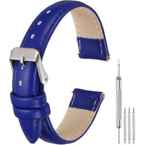 Sourcing Map Leather Watch Bands For Men And Women, Quick Release Watch Strap Replacement, Flat Thin Elegant Leather Strap With Tools - Neuf