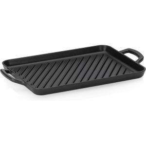 Subzonal-12469 Plaque &Agrave; Griller Avec Poign&eacute;es, Fonte, Bonne R&eacute;tention De Chaleur, Adapt&eacute; &Agrave; L'induction, 35 X 25 Cm, Noir, Calido - Neuf