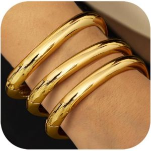 Eryi-3pcs Bracelet Femme Or Bracelets Or Pour Femmes Bracelet Manchette Ajustable Or Bracelets Ouverts En Goutte Eau Acier Inoxydable Or Bijoux Pour Femme Cadeaux Noël Anniversaire Avec Boîte - Neuf