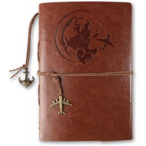 Carnet De Note Cuir A5 Journal À Spirale Rechargeable Vintage Carnet De Voyage Brun Rétro Agenda Croquis Dessin Cadeau Pour Anniversaire Noël Fille Garçon Ami Proche (Motif D'avion) - Neuf
