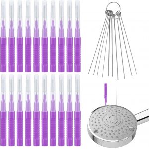 KAL-30Pcs Nettoyant Pommeau De Douche Outils, Brosse Nettoyage Pommeau De Douche Pics De Nettoyage Pour Pomme De Douche Brosse De Nettoyage Pour Petit Trou Espace Buse Fente (Violet) - Neuf