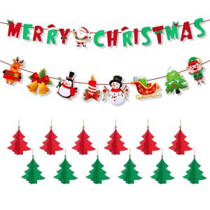 CHECARZHN--NO1-Bannière Joyeux Noël, Rouge Et Verte Bannière Suspendue De Noël Papier Pailleté Panneau De Guirlande De Noël Pour La Maison La Fête Le Manteau De Cheminée La Décoration De La Ferme - Neuf