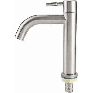 Robinet de lavabo de salle de bain en acier inoxydable bross&eacute;,robinet d'eau froide pour lavabo - Neuf