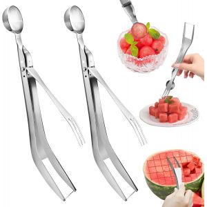Chicslick-2pcs Trancheuse De Past&egrave;que Outil Fourchette Fourchette &Agrave; Fruits 3-En-1 Coupe-Fruits Coupe-Past&egrave;que En Acier Inoxydable &Eacute;paissir Couteau Portable Trancheuse Outil Utilit&eacute;, Couper G[X2019] - Neuf