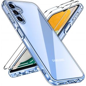 Anti-Jaunissement HD Clair Coque pour Samsung Galaxy A13 5G / A04S avec 2 Pi&egrave;ces Verre Tremp&eacute;, [Protection Militaire] Transparente &Eacute;tui de Protection Antichoc Mince Bumper Housse - Neuf
