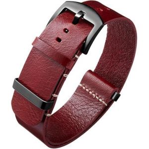 Eryi-Bracelets De Montres En Cuir Remplacement Bracelet Pour Montre En Cuir Huilé Crazy Horse 18mm 19mm 20mm 21mm 22mm 24mm Bracelets En Une Seule Pièce Pour Homme Et Femme Avec Boucle Argent/Noir - Neuf