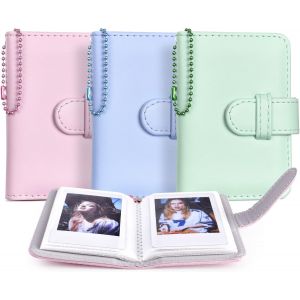 MAA-Mini albums photo 3 en 1 pour Instax Mini film (54 x 86 mm), album photo porte-clés 2 x 3 pour Fujifilm Instax Mini 12 11 9 8 7s 8+ 99 SE 50s 90 Film u2013 Rose, vert, bleu - Neuf