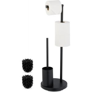 ChenQuanSarl-Serviteur Wc, Métallique, Non Fixe, Et Porte- , Porte-Rouleau, H X D Env. 68 X 22 Cm, Noir - Neuf