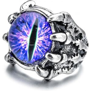 Kahfl-Neutre Bague R&eacute;glable En Argent Sterling 925 ?Il De Chat Avec Ouverture En Forme De Griffe De Loup Bague De Style Gothique Halloween Personnalit&eacute; Avec Bijoux Cadeaux Haut De Gamme - Neuf