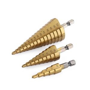 Jeu de forets coniques &eacute;tag&eacute;s en acier HSS 4-12/20/32 mm avec pochette - Neuf