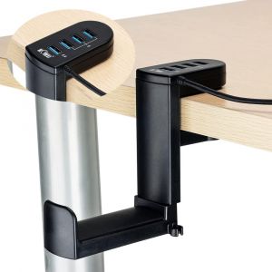 LORANKA-Support de casque pivotant &agrave; 360&deg; + pince &agrave; ressort r&eacute;glable, support de casque de jeu de bureau avec crochet de fixation &iquest; avec USB 3.0 x1 + USB 2.0 x3 - Neuf